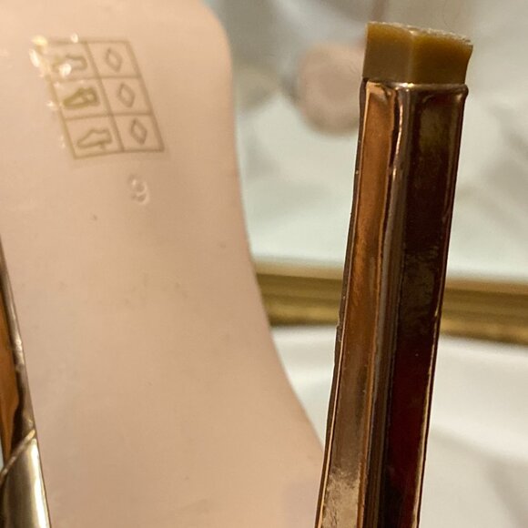 Size 9 Like A New Penny! Metallic Rose Copper Strappy Heels - Picture 9 of 16